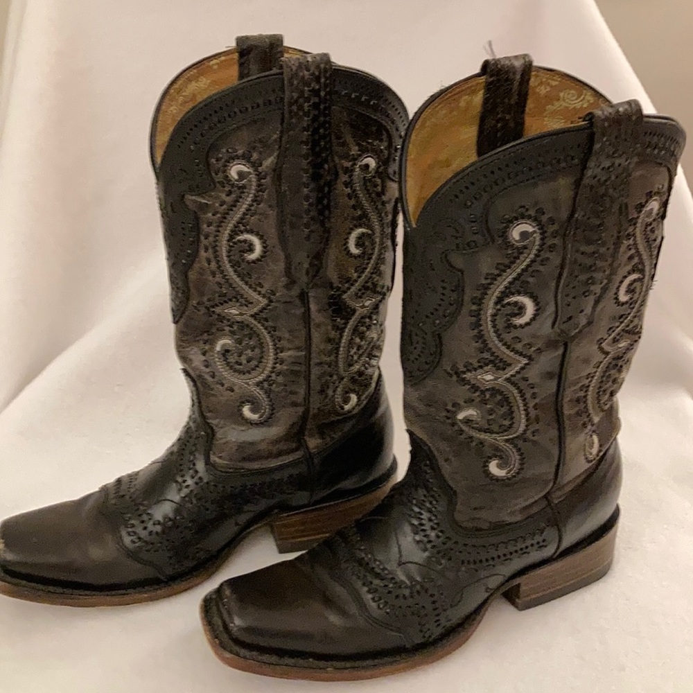 Cuadra Vaquero Low Heeled Boots Black Brown Sz 8